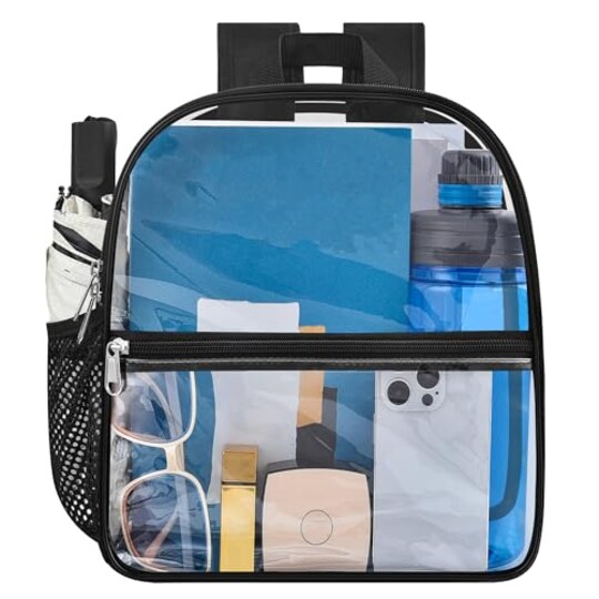 amaxon basics stadium approved mini backpack clear USPECLARE for Little Boys & Girls, Transparent Backpack for Concert, Festival, Sport Events Our clear backpacks feature padded adjustable shoulder straps for enhanced comfort and all day wear Black Clear Backpack | Festival